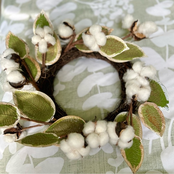 Cottagecore Cabin Rustic Cabin Lakeside Cotton Floral Leaf Wreath Hanging Decor - Picture 4 of 6
